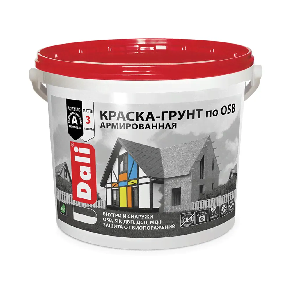 Краска-грунт по OSB Dali, армированная, матовая, база C, бесцветная, 6 кг-0