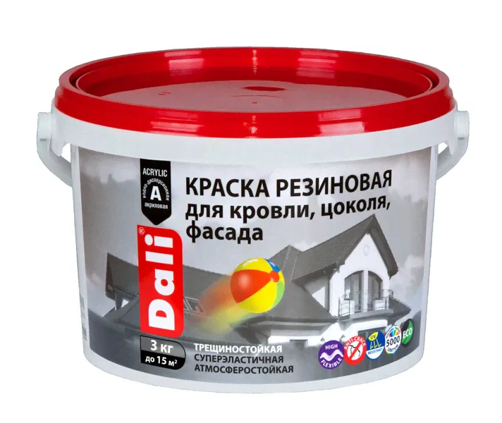 Краска резиновая белая 3кг DALI-0
