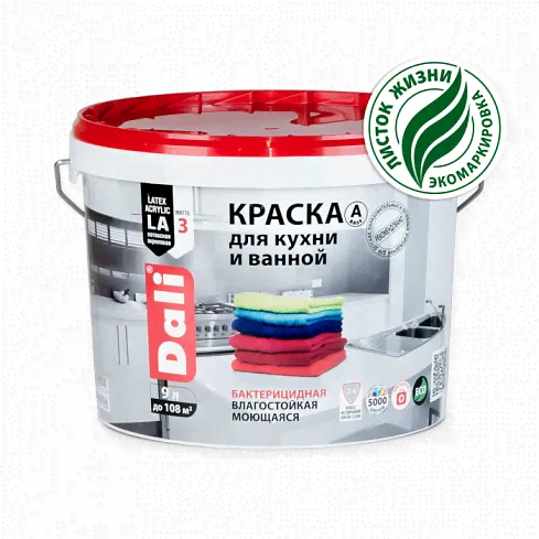 Краска Dali для кухни и ванной латексная акриловая 9кг-0