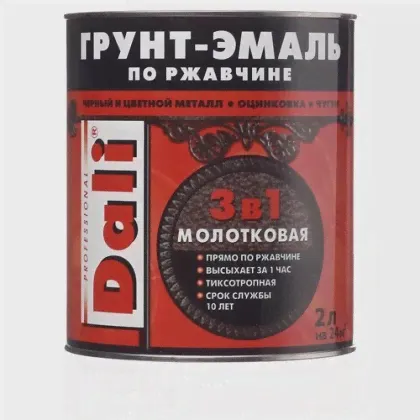 Грунт-эмаль по ржавчине Dali молотковая черная 3в1 2 л