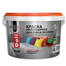 Краска интерьерная для стен и потолков акриловая Dali глубокоматовая база А 2,5 л