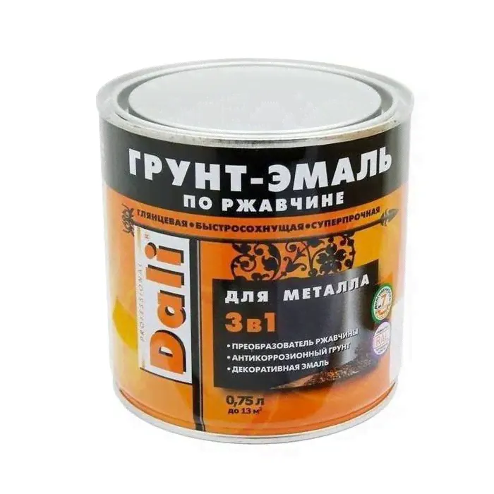 ГРУНТ-ЭМАЛЬ ПО РЖАВЧИНЕ 3В1 0,75Л ЖЕЛТАЯ DALI